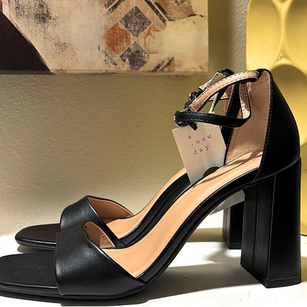A New Day Black Block Heel Sandals